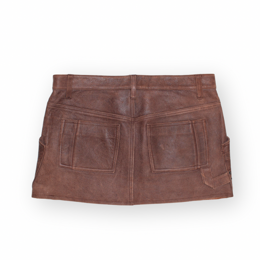 Brown Military Leather Skirt - 10