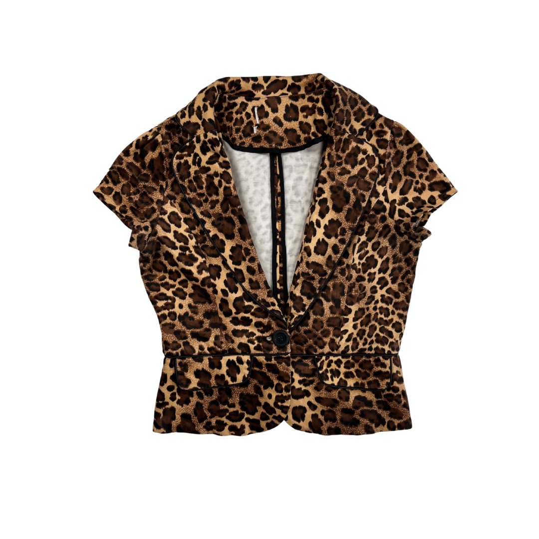 Vintage Cheetah Short Sleeve Blazer - M